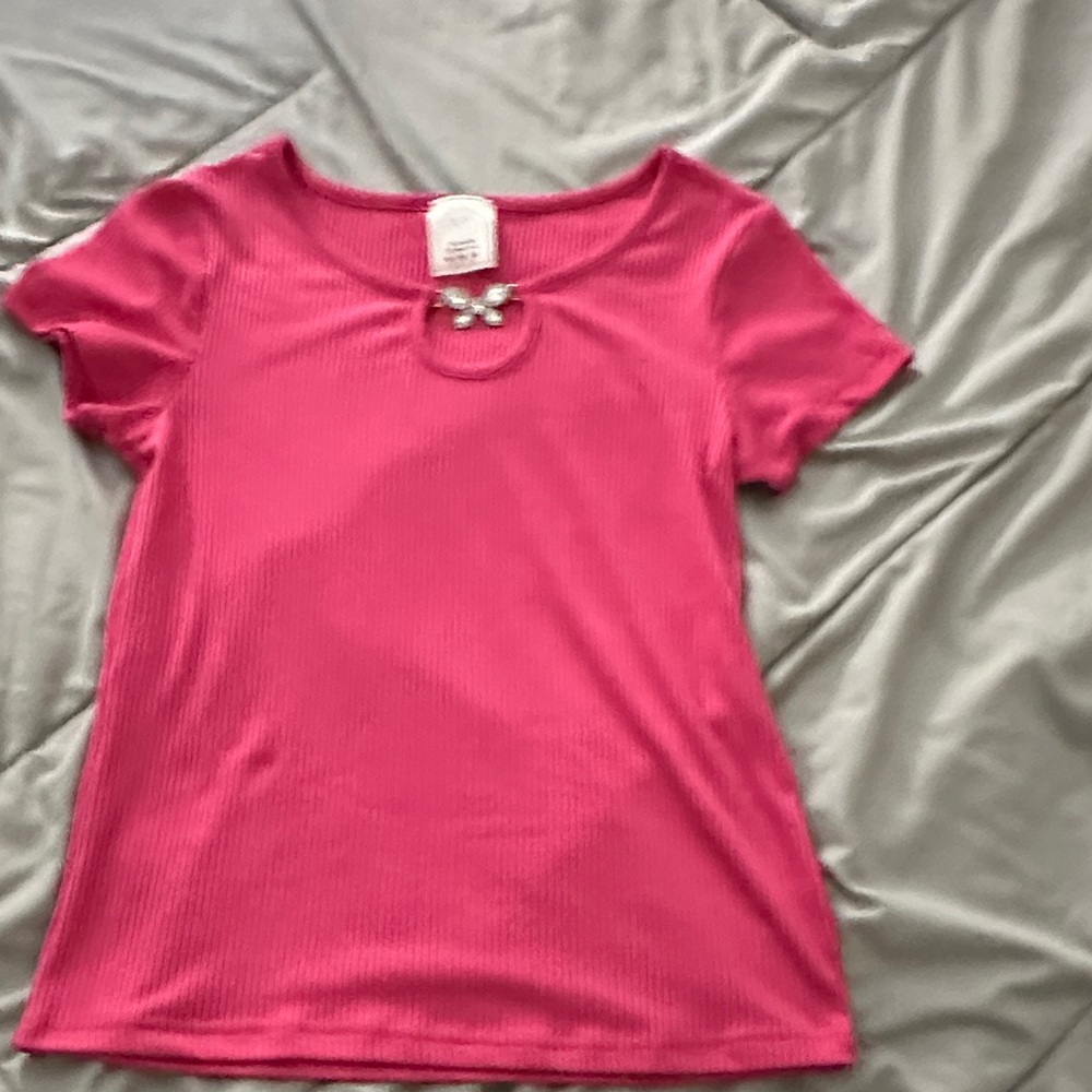 Pink Short Sleeve Top with Embellishment